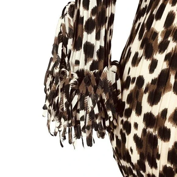 Agora Women's Crinkle Stretch Top with Confetti Fringe Size S 3/4 Sleeve - Picture 8 of 11